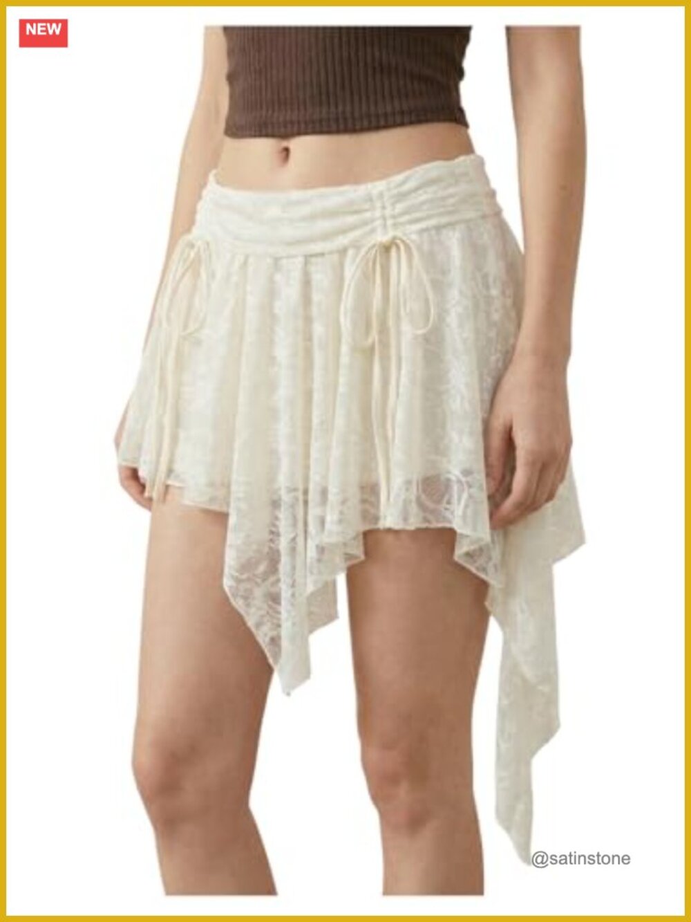 Plus Size Floral Lace High Waisted Boho Asymmetrical Mini Skirt